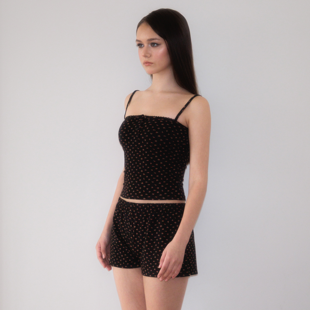 로제프란츠 로즈 앤 베리 라운지 쇼츠 로즈 블랙(Rosefrantz Rose & Berry Lounge Shorts [Rose Black]) - 3