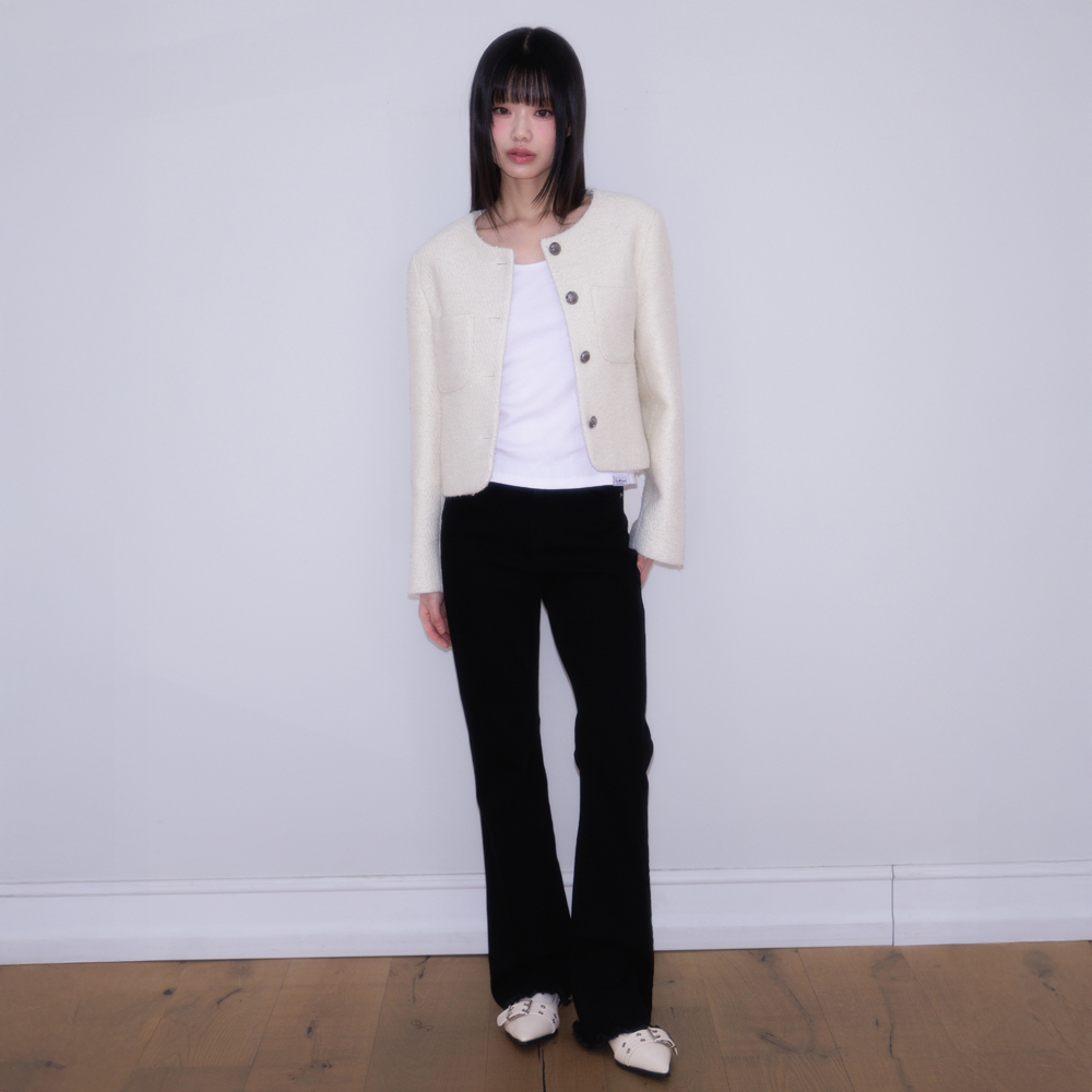 로제프란츠 클래식 버튼 크롭 트위드 자켓 아이보리(Rosefrantz Classic Button Crop Tweed Jacket [Ivory]) - 3