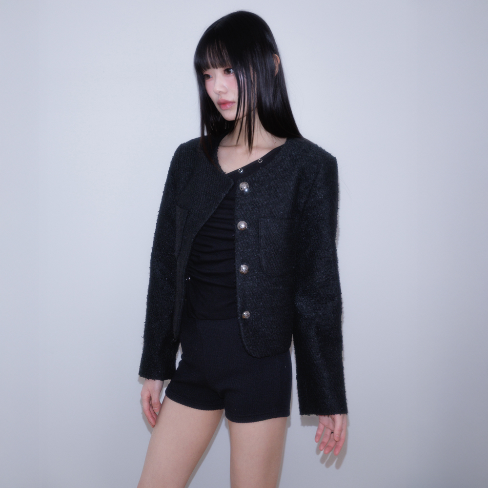 로제프란츠 클래식 버튼 크롭 트위드 자켓 블랙(Rosefrantz Classic Button Crop Tweed Jacket [Black]) - 3
