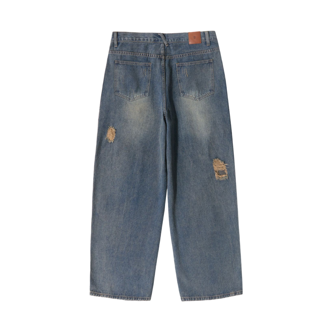 디미트리블랙 페이드 워싱 세미 와이드 디스트로이드 진 더스트 인디고(Dimitri Black Fade Washing Semi Wide Destroyed Jeans Dust Indigo) - 2