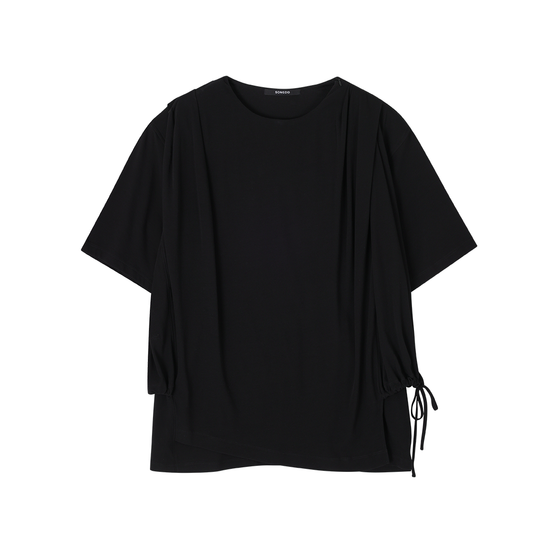SI3TS724BK SONGZIO COLLECTION Asymmetric Cowl Neck T Shirt Black