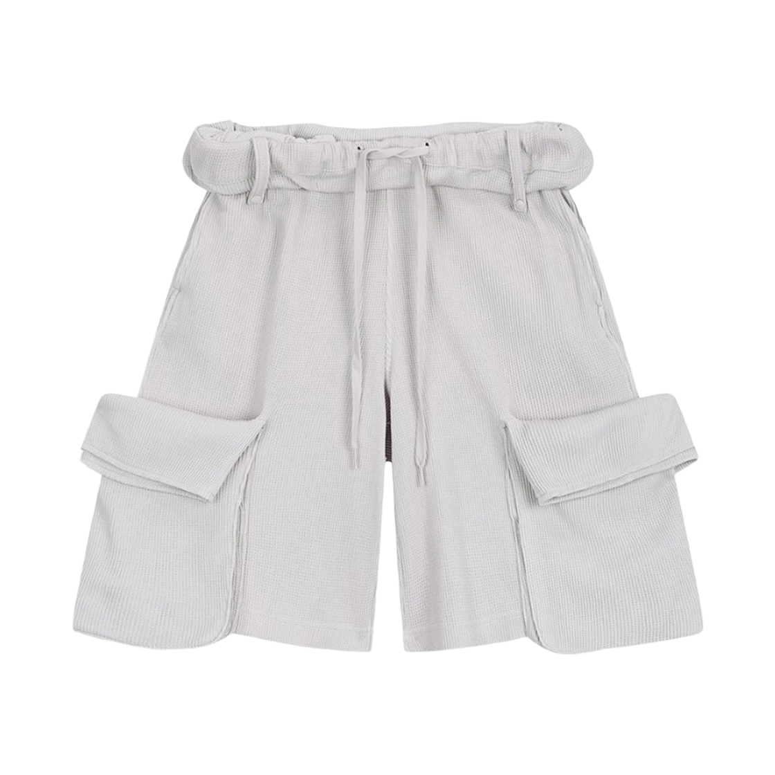 오픈 Yy 롤드 웨이스트 와플 카고 쇼츠 라이트 그레이(Open Yy Rolled Waist Waffle Cargo Shorts Light Gray)