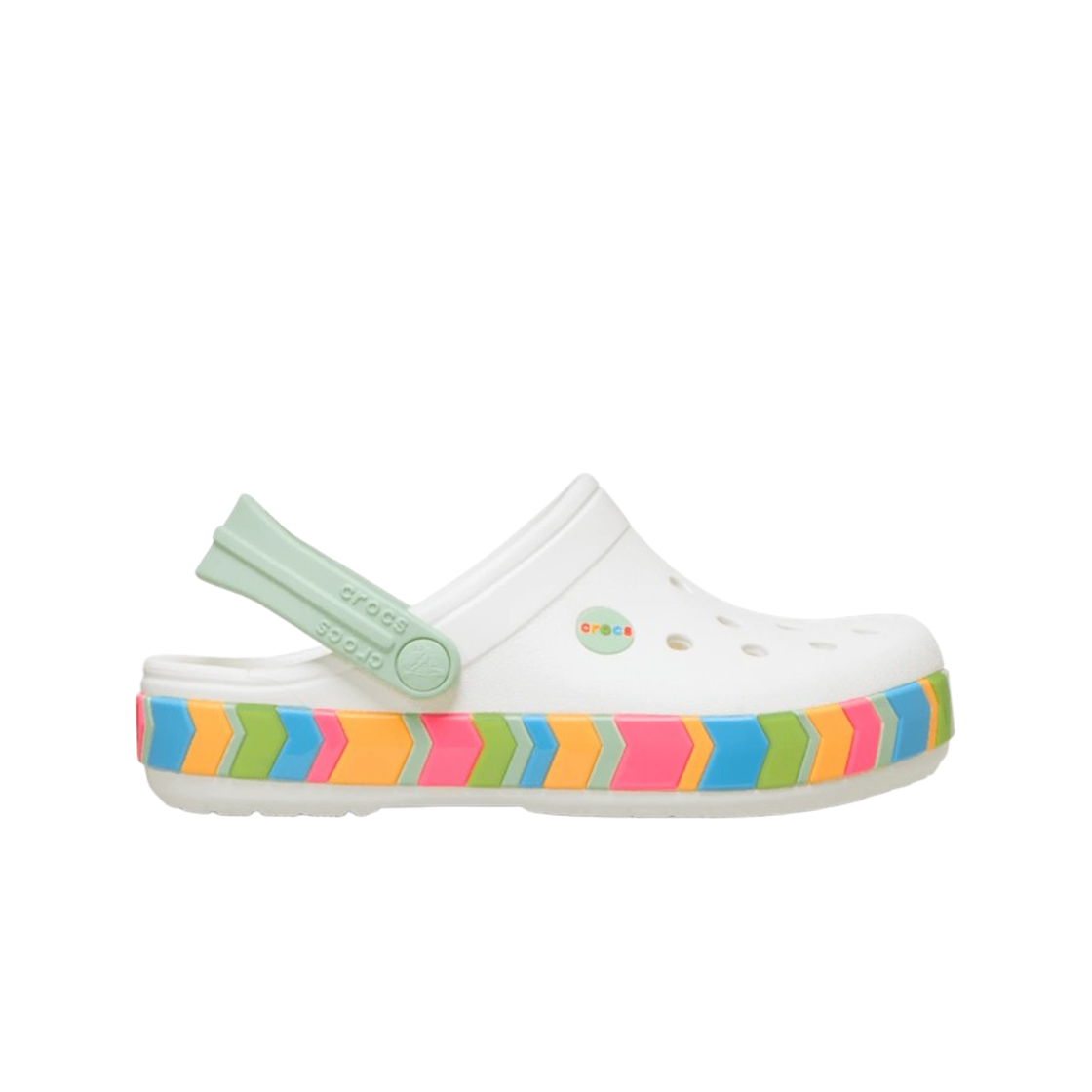 213839-94S (Kids) Crocs Crocband Chevron Band Clog White Multi