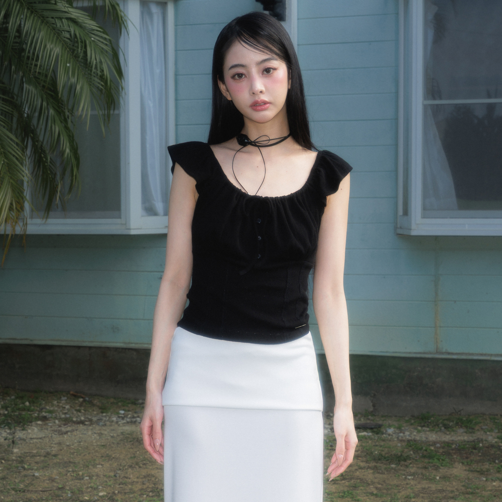 로제프란츠 리본 셔링 슬리브리스 블랙(Rosefrantz Ribbon Shirring Sleeveless [Black]) - 3