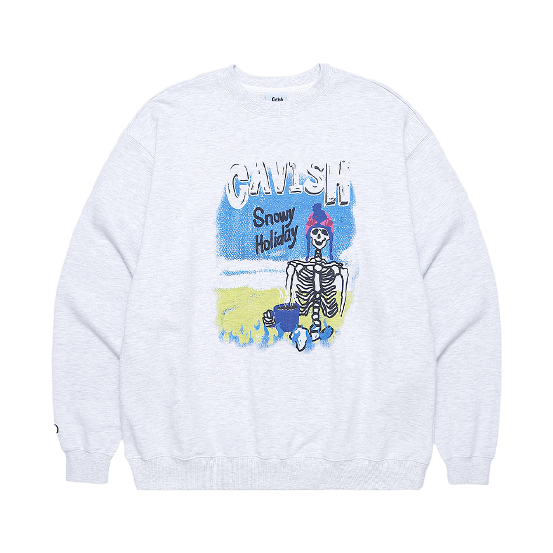 CV2CFUM465ALG CAVISH Snowy Holiday Sweatshirt Light Grey