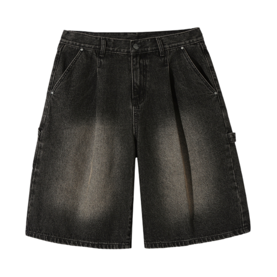 DBCUPS46BK Dimitri Black Bio Washing Carpenter Bermuda Denim Pants Black