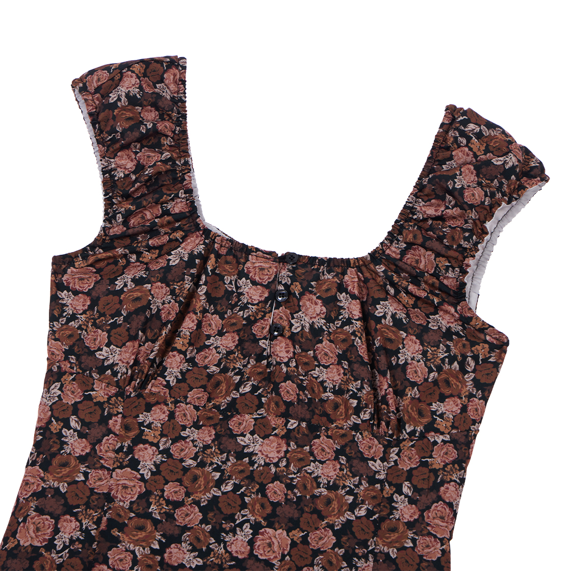 로제프란츠 빈티지 플라워 셔링 원피스 블랙(Rosefrantz Vintage Flower Shirring Dress [Black]) - 2