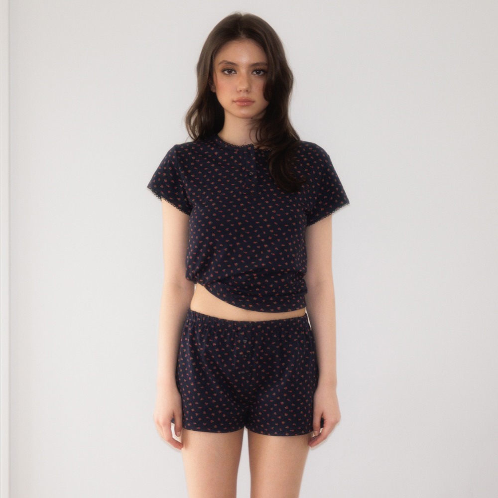 로제프란츠 로즈 앤 베리 라운지 쇼츠 로즈 네이비(Rosefrantz Rose & Berry Lounge Shorts [Rose Navy]) - 2