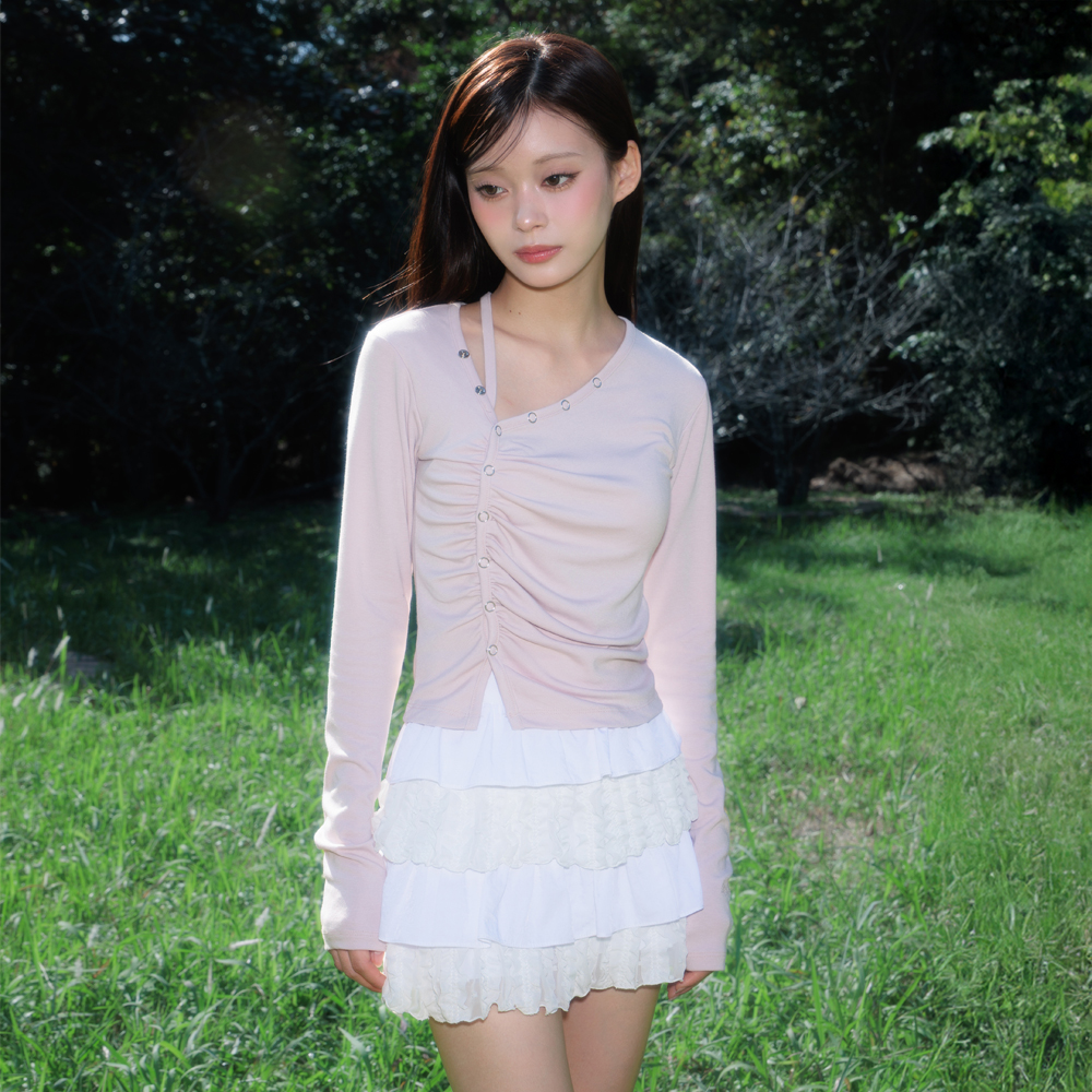 로제프란츠 언밸런스 셔링 롱슬리브 핑크(Rosefrantz Unbalanced Shirring Long Sleeve [Pink]) - 4