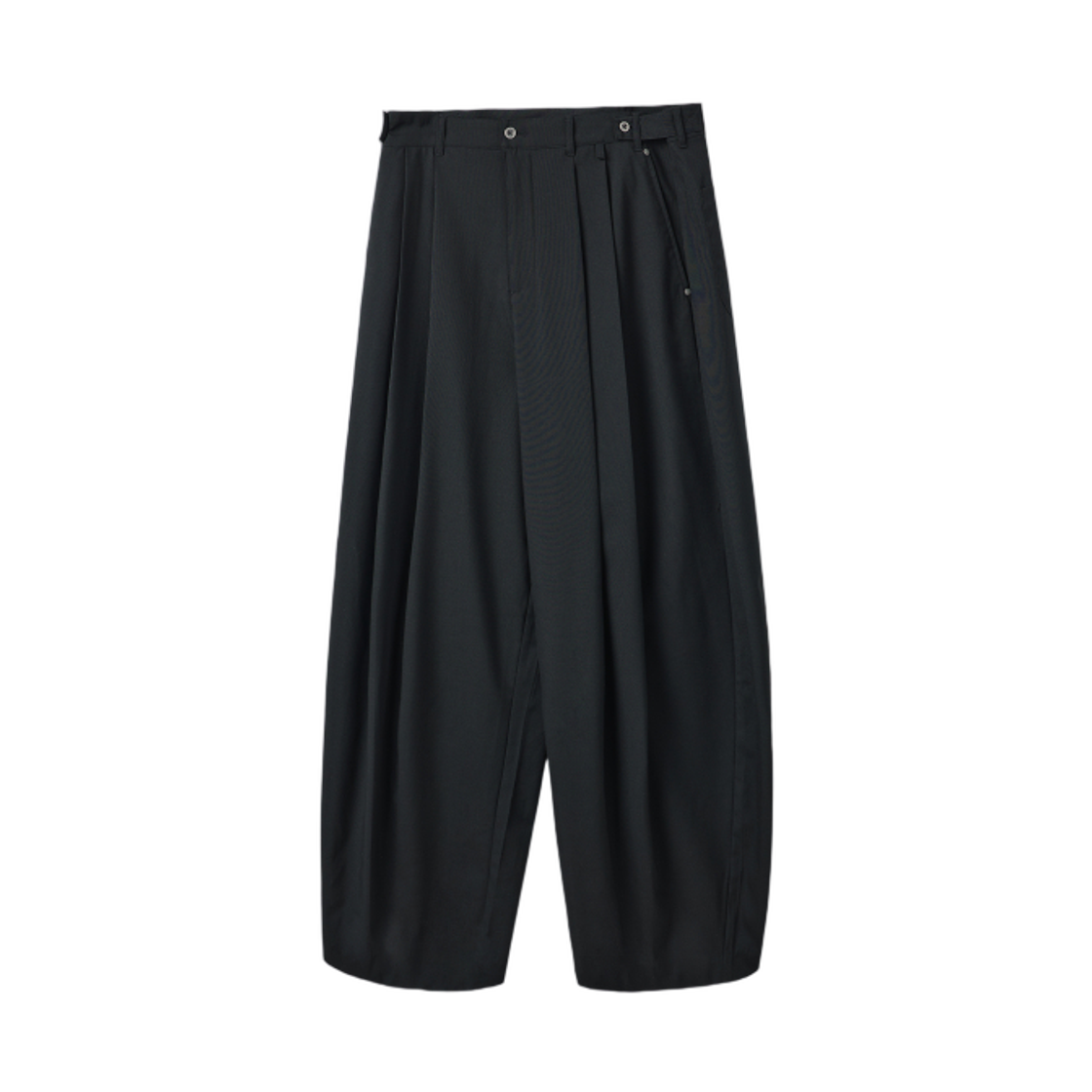 DBE7PL01BK Dimitri Black Adjustable Two Tuck Wide Slacks Black