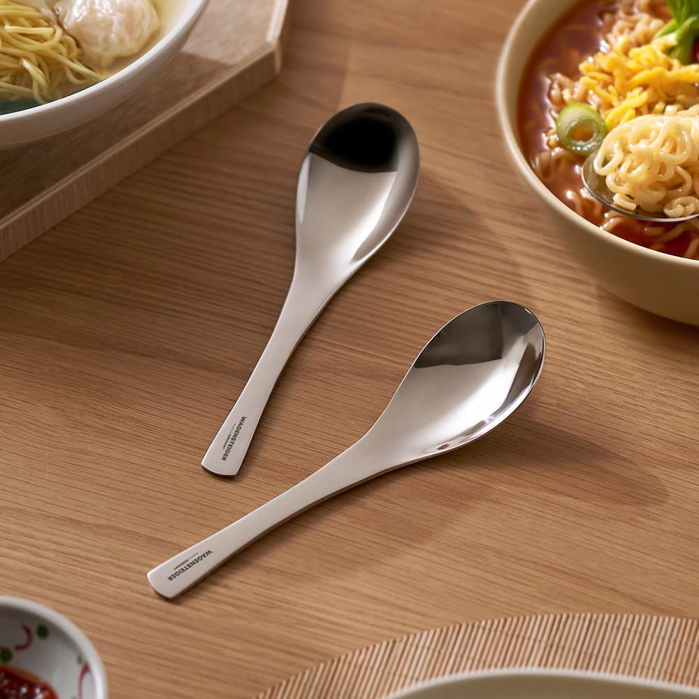 바겐슈타이거 올 스텐 304 룬트 누들 라면 우동 스푼 2P(WAGENSTEIGER All Stainless Steel 304 Rundt Noodle & Udon Spoon 2P Set) - 2