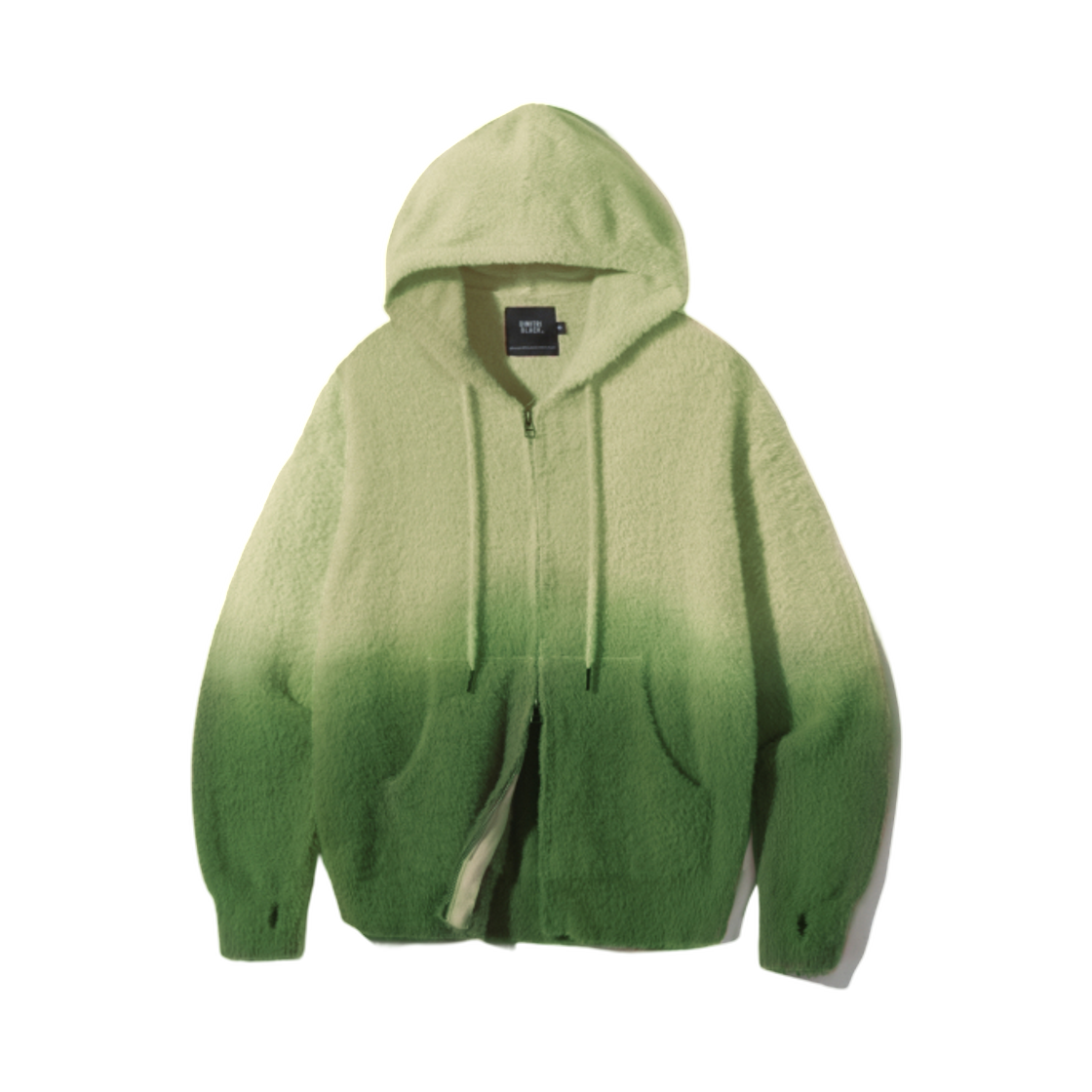 디미트리블랙 투웨이 에센셜 그라데이션 헤어리 후드 집업 그린(Dimitri Black 2Way Essential Gradation Hairy Hooded Zip Up Green)