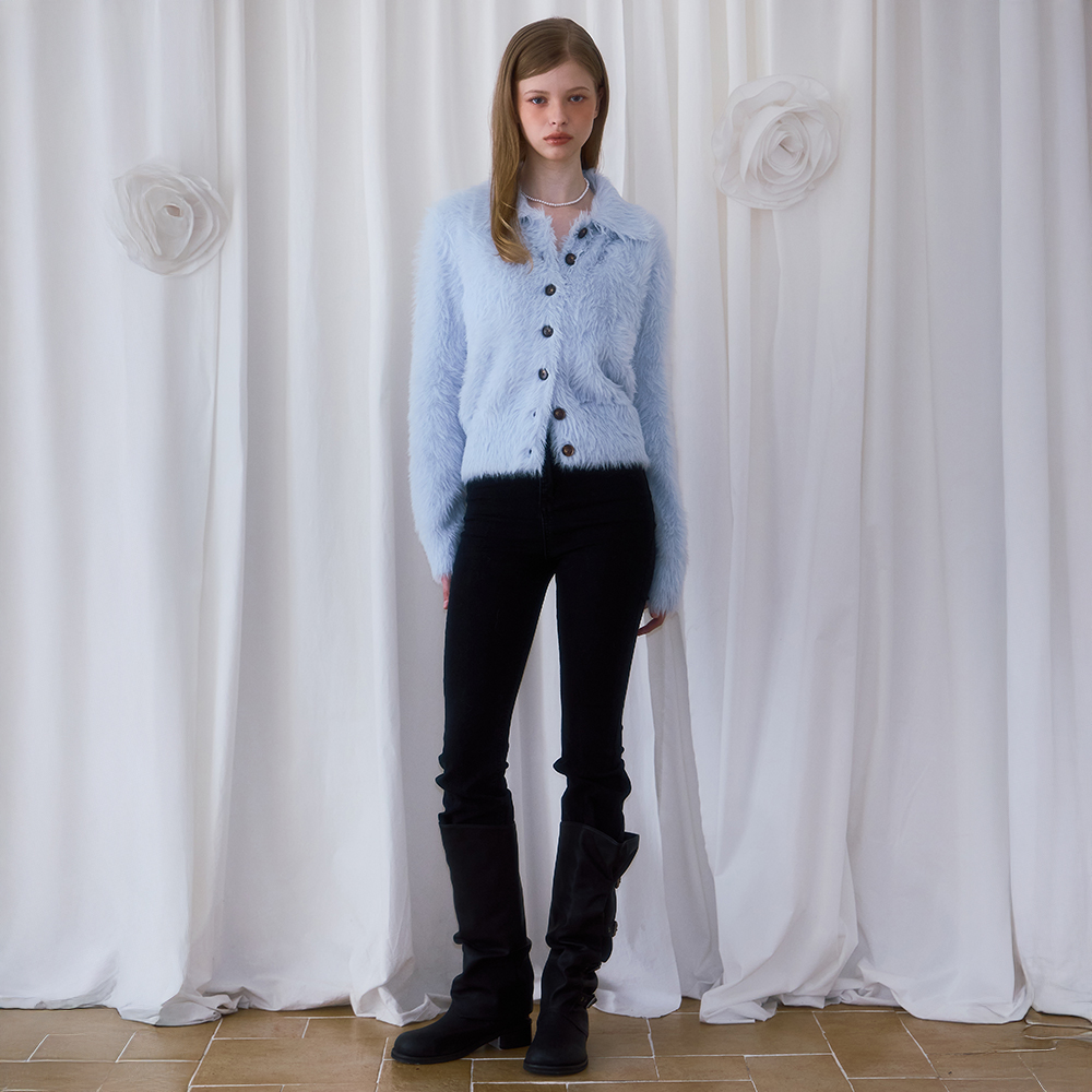 로제프란츠 퍼 카라 버튼 가디건 스카이 블루(Rosefrantz Fur Collar Button Cardigan [Sky Blue]) - 4