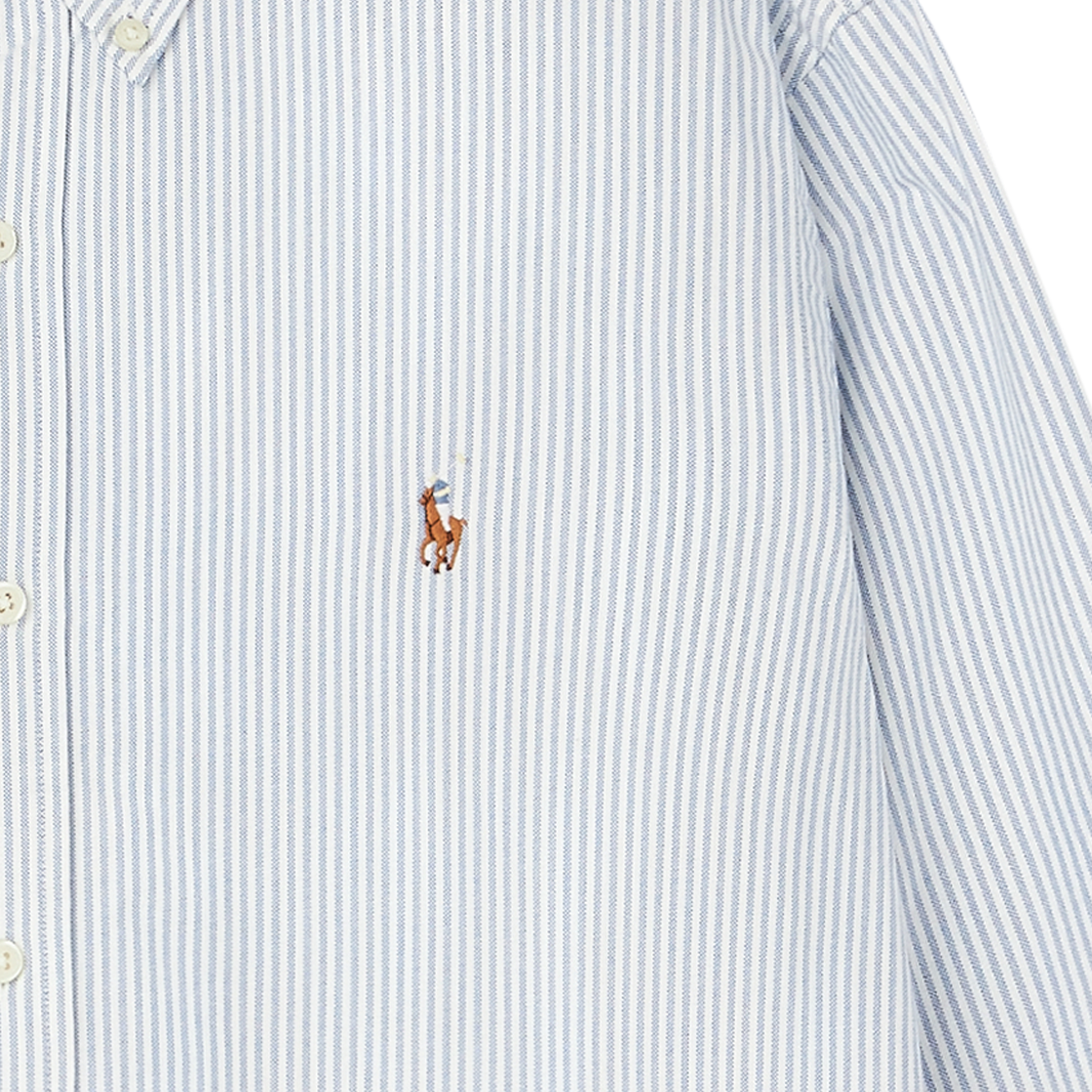 [10%적립] 폴로 랄프 로렌 커스텀핏 옥스포드 셔츠 블루 화이트 스트라이프 - 26SS([10%적립] Polo Ralph Lauren Custom Fit Oxford Shirt Blue White Stripe - 26SS) - 6