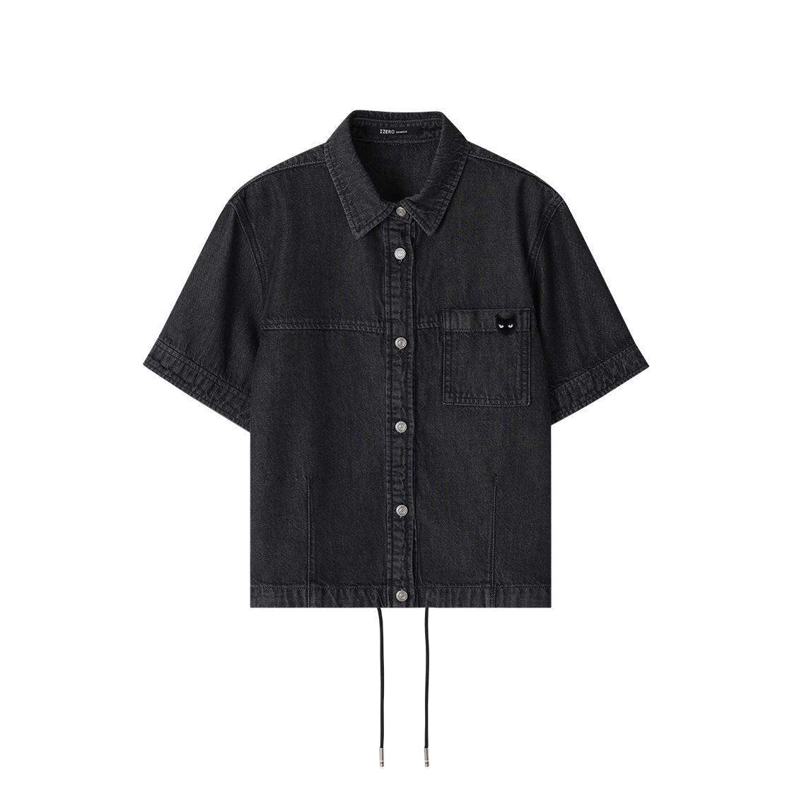 WI3SH872BK (W) SONGZIO ZZERO Panther Denim String Half Shirt Black