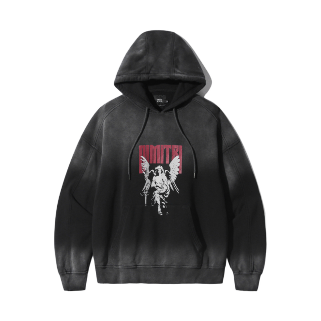 디미트리블랙 아트워크 페이드 워싱 후드 티셔츠 피그먼트 차콜(Dimitri Black Artwork Fade Washing Hooded T-Shirt Pigment Charcoal)