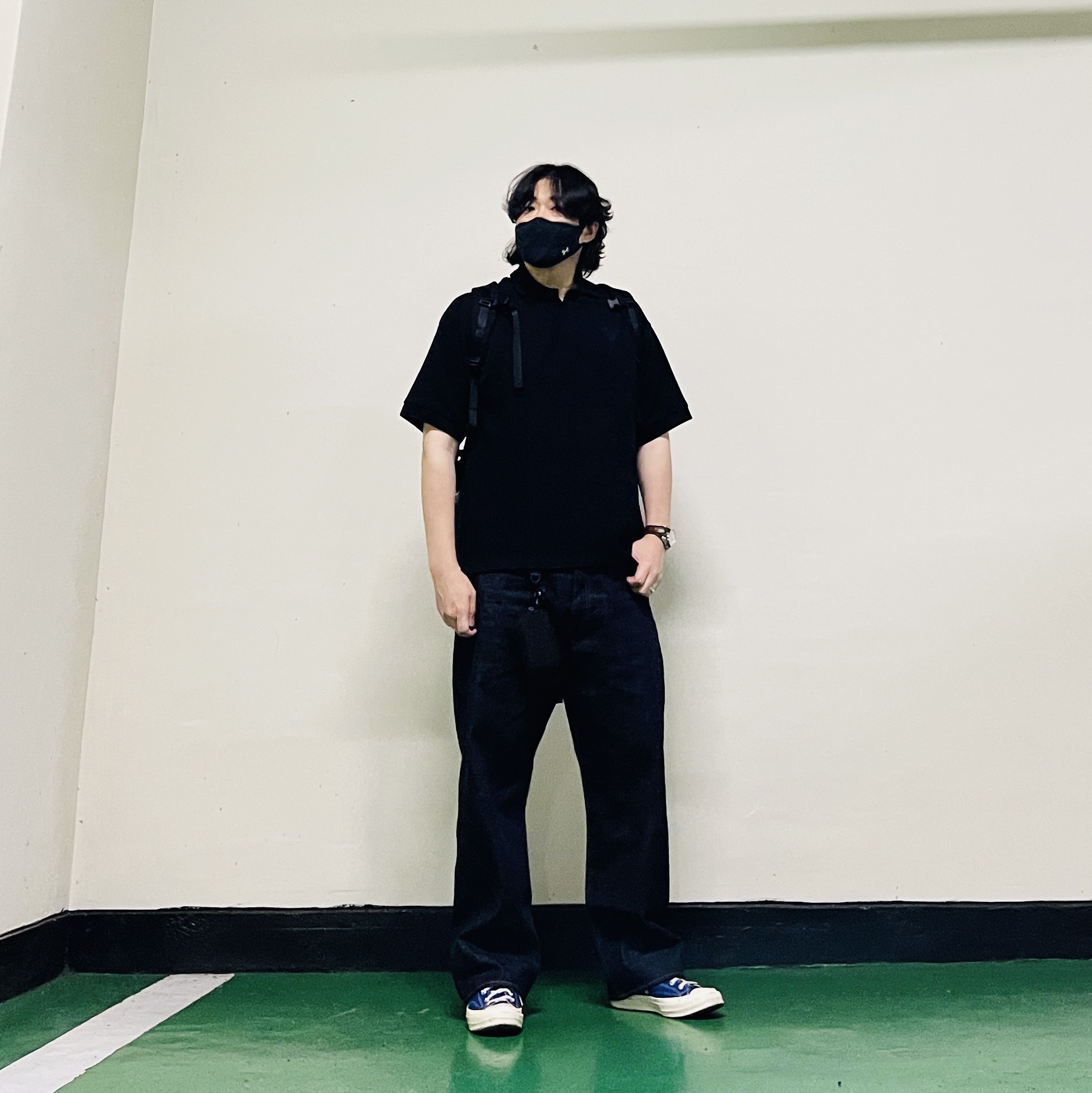 Supreme Backpack Black - 26SS, AMI de Coeur Tone-On-Tone Polo Shirt Black 착용 스타일 - 2