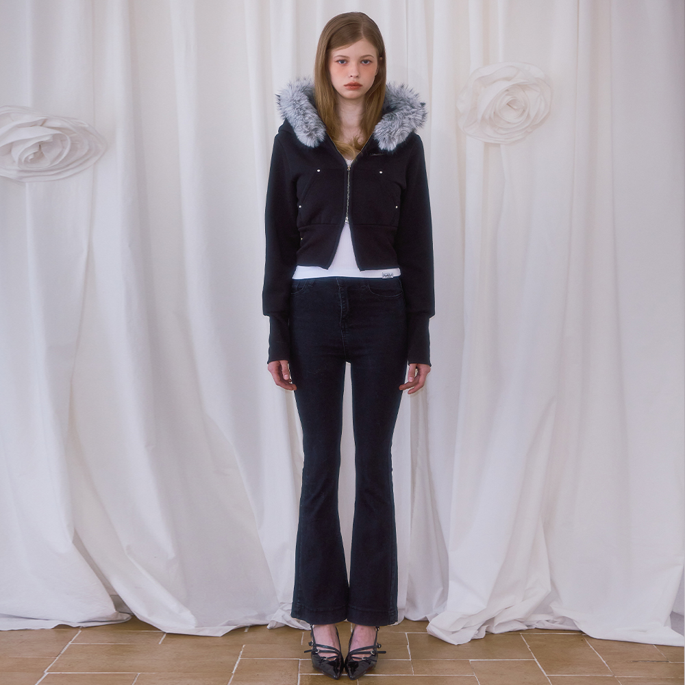 로제프란츠 퍼 슬림 리벳 후드 집업 블랙(Rosefrantz Fur Slim Rivet Hood Zip-up [Black]) - 2