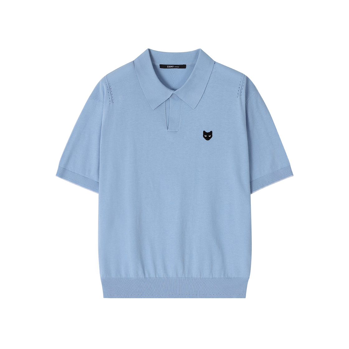 SI3KT804LB SONGZIO ZZERO Panther Collared Half Knit Light Blue