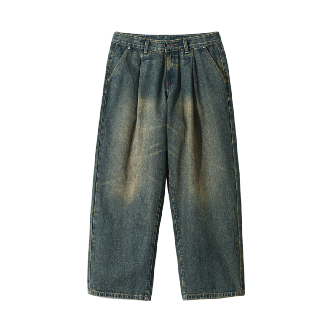 디미트리블랙 ASI 에센셜 원턱 와이드 데님 팬츠 옐로우 워싱(Dimitri Black ASI Essential One Tuck Wide Denim Pants Yellow Washing)