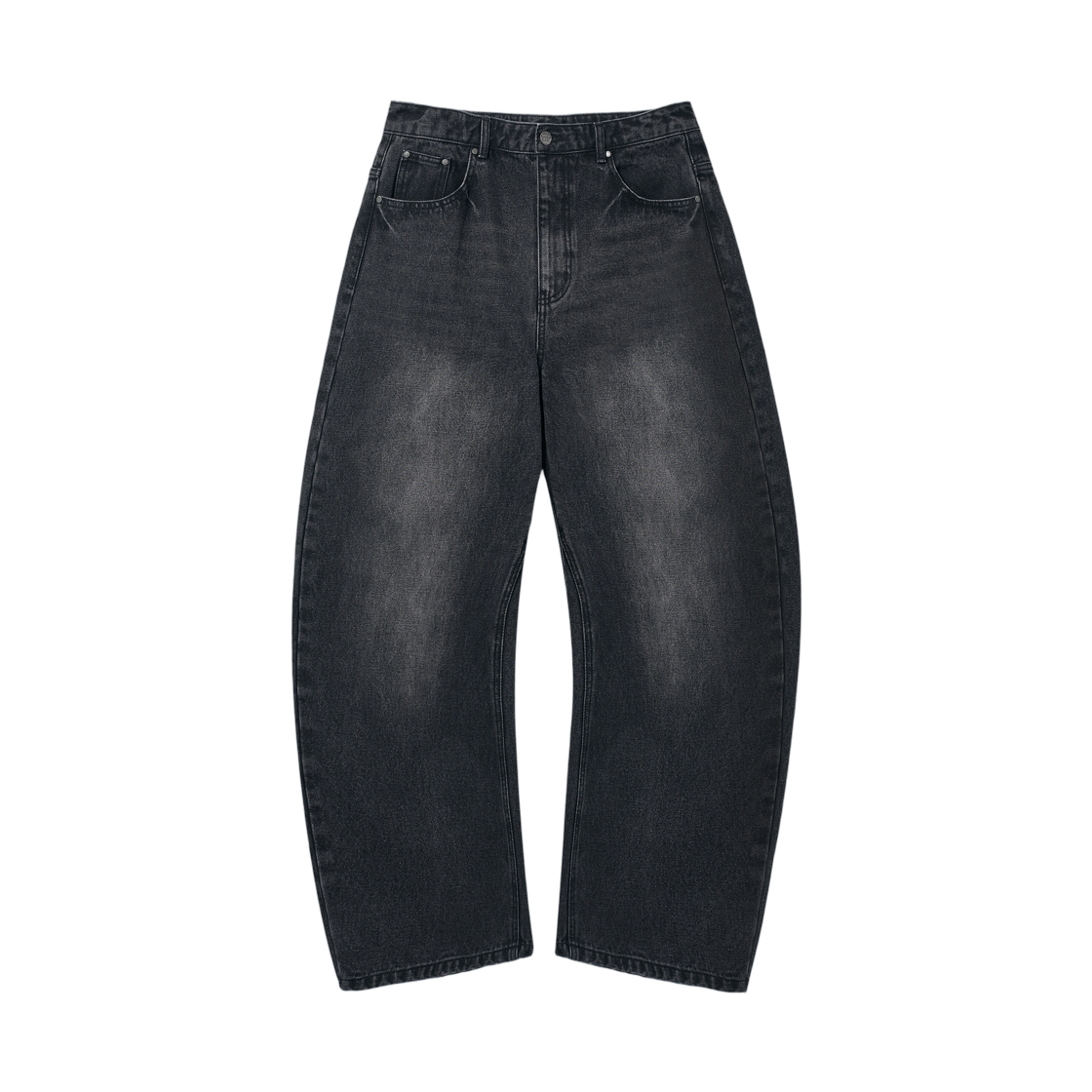 ABE7DP04VB Dimitri Black ASI Fade Washed Curved Denim Pants Vintage Black