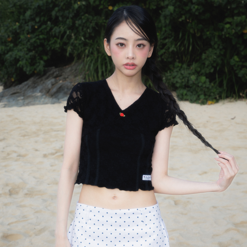 로제프란츠 로즈 레이스 슬림 티셔츠 블랙(Rosefrantz Rose Lace Slim T-shirt [Black]) - 3