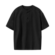 Dimitri Black Everyone's Single Stitch Short Sleeve T-Shirt Coolmax Fabric Henley Neck Black