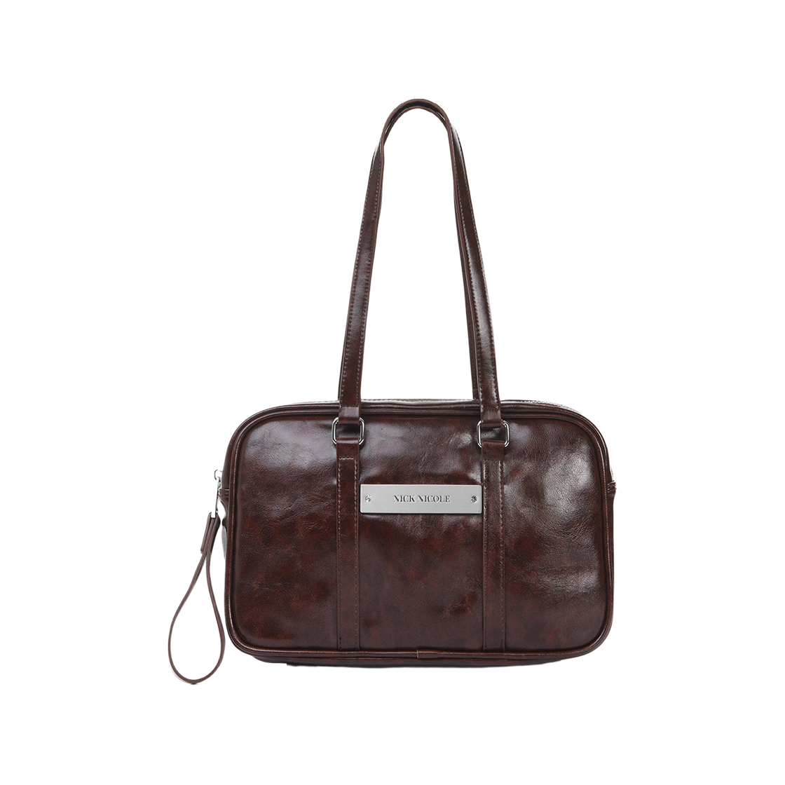 N_SS NICK&NICOLE Crystal Leather Boston Bag Red Brown