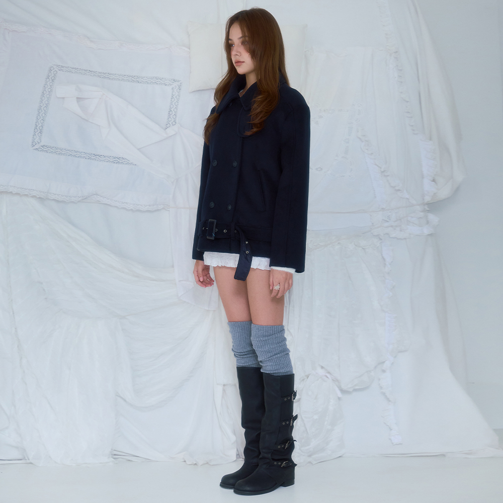 로제프란츠 벨트 반목 울 자켓 다크 네이비(Rosefrantz Belt Half-neck Wool Jacket [Dark Navy]) - 3
