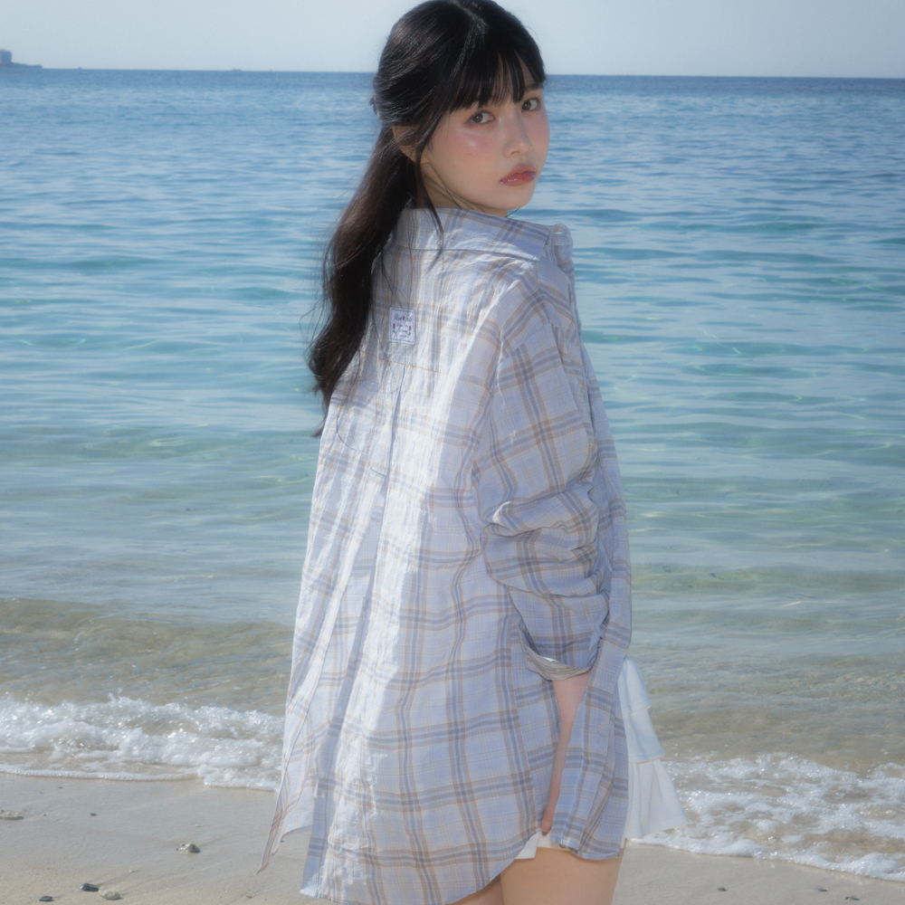 로제프란츠 시스루 체크 오버핏 셔츠 스카이 블루(Rosefrantz See-through Check Overfit Shirt [Sky Blue]) - 4
