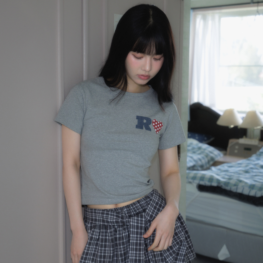 로제프란츠 도트 하트 코튼 티셔츠 그레이(Rosefrantz Dot Heart Cotton T-Shirt [Gray]) - 4