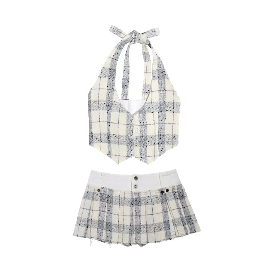 준수이 오리진 엔티티 트위드 셋업 아이보리(JUNSUI ORIGIN ENT Tweed Set Ivory)