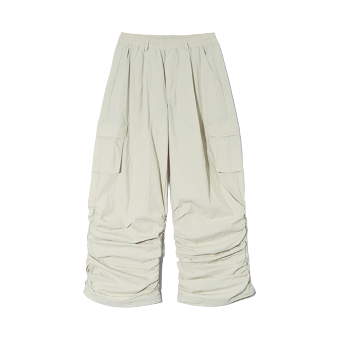 디미트리블랙 나일론 고프코어 셔링 카고 팬츠 베이지(Dimitri Black Nylon Gorpcore Shirring Cargo Pants Beige)