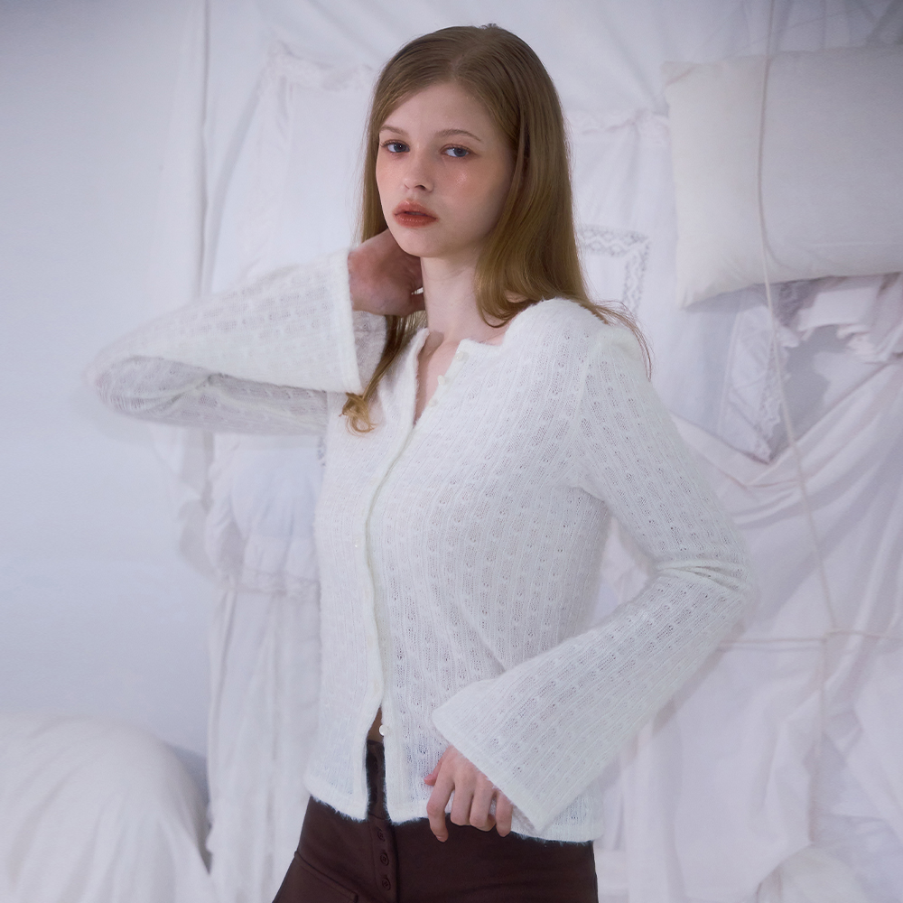 로제프란츠 헤어리 슬림 퍼 가디건 아이보리(Rosefrantz Hairy Slim Fur Cardigan [Ivory]) - 6