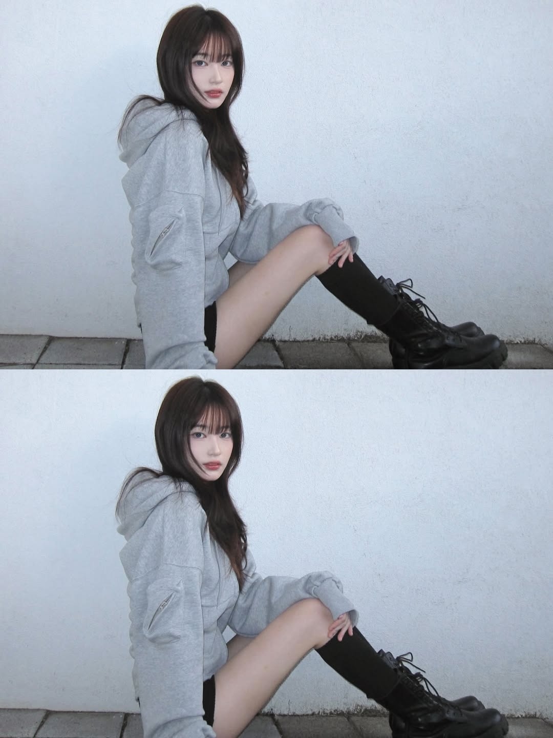VOONT Jenny Corset Hood Zip-Up (GRAY) 착용 스타일 - 2