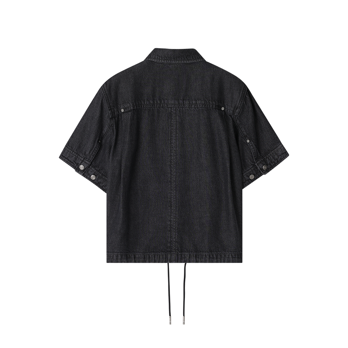 (W) 송지오 지제로 팬서 데님 스트링 하프 셔츠 블랙((W) SONGZIO ZZERO Panther Denim String Half Shirt Black) - 2