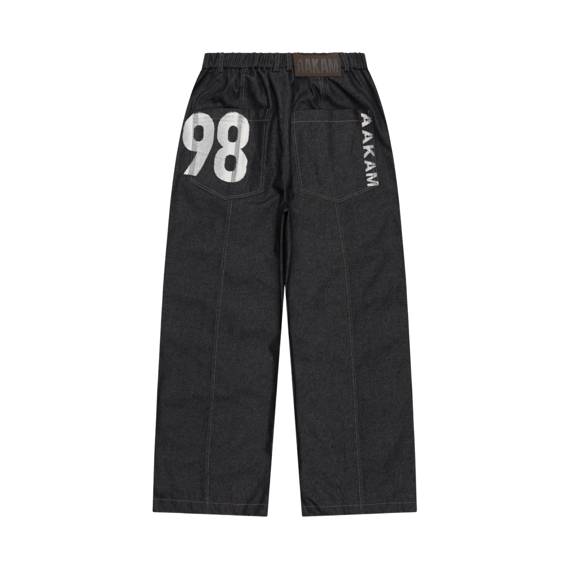 아캄 98 프린티드 니 핀턱 데님 팬츠 블랙(Aakam 98 Printed Knee Pin-Tuck Denim Pants Black) - 2