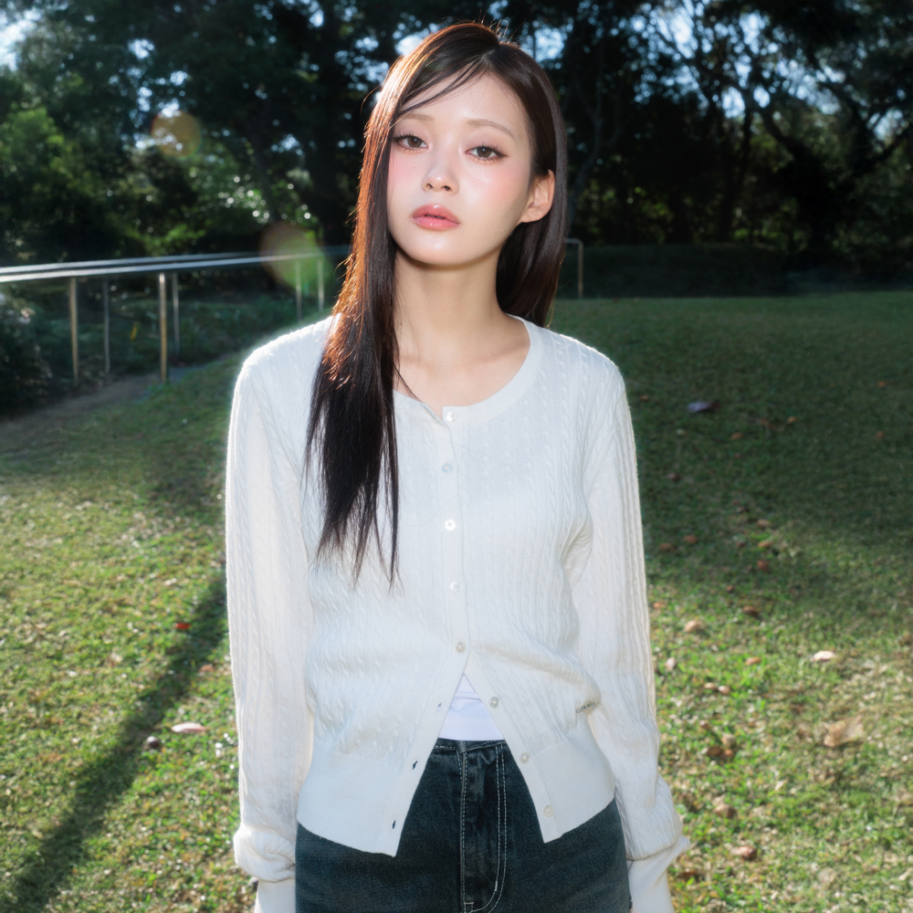 로제프란츠 케이블 니트 베이직 가디건 아이보리(Rosefrantz Cable Knit Basic Cardigan [Ivory]) - 5