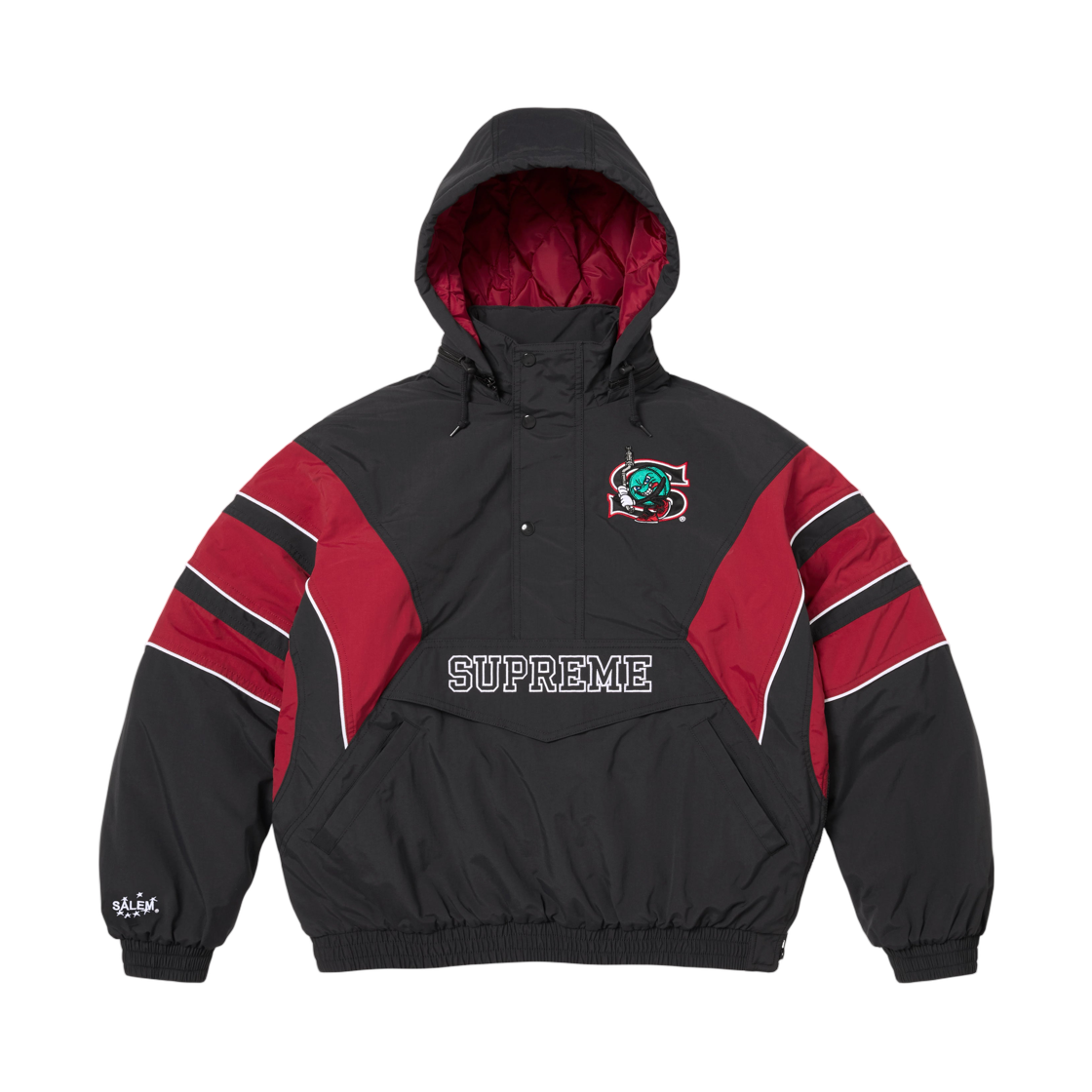 슈프림 x 세일럼 하프 집 스타디움 자켓 블랙 - 26SS(Supreme x Salem Half Zip Stadium Jacket Black - 26SS) - 1