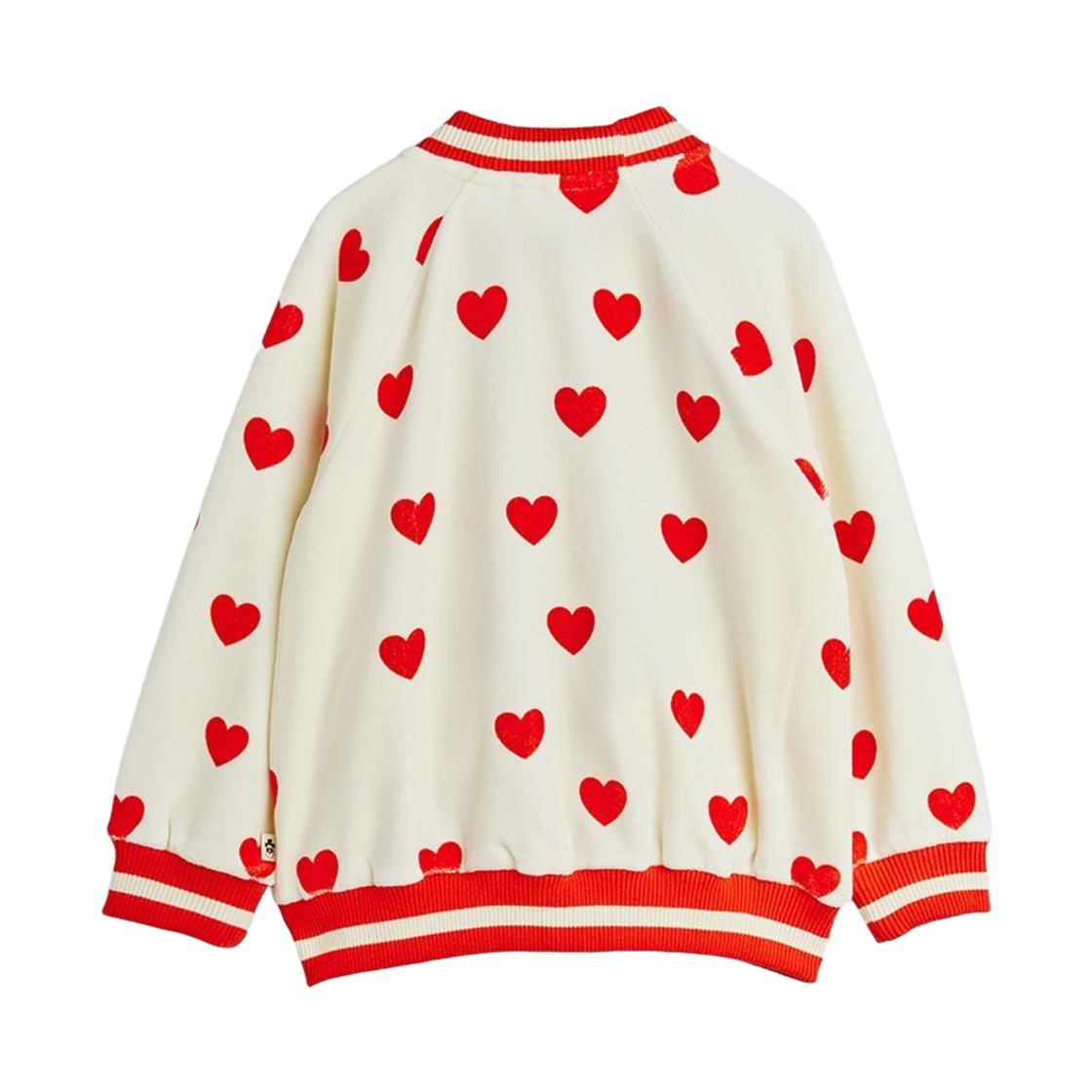 (키즈) 미니 로디니 하트 벨루어 베이스볼 가디건 화이트((Kids) Mini Rodini Hearts Velour Baseball Cardigan White) - 2