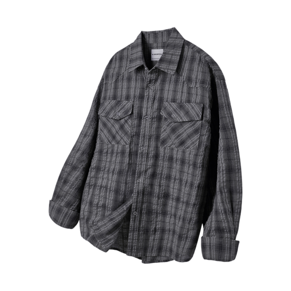 디미트리블랙 ASI 링클 체크 웨스턴 셔츠 차콜 그레이(Dimitri Black ASI Wrinkle Check Western Shirt Charcoal Grey)
