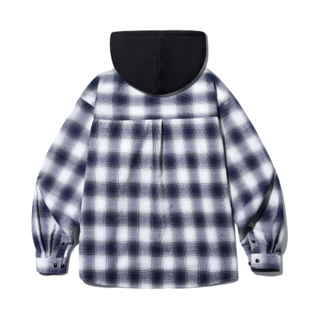 디미트리블랙 더블 니 타탄 체크 후드 셔츠 네이비(Dimitri Black Double Knee Tartan Check Hooded Shirt Navy) - 2