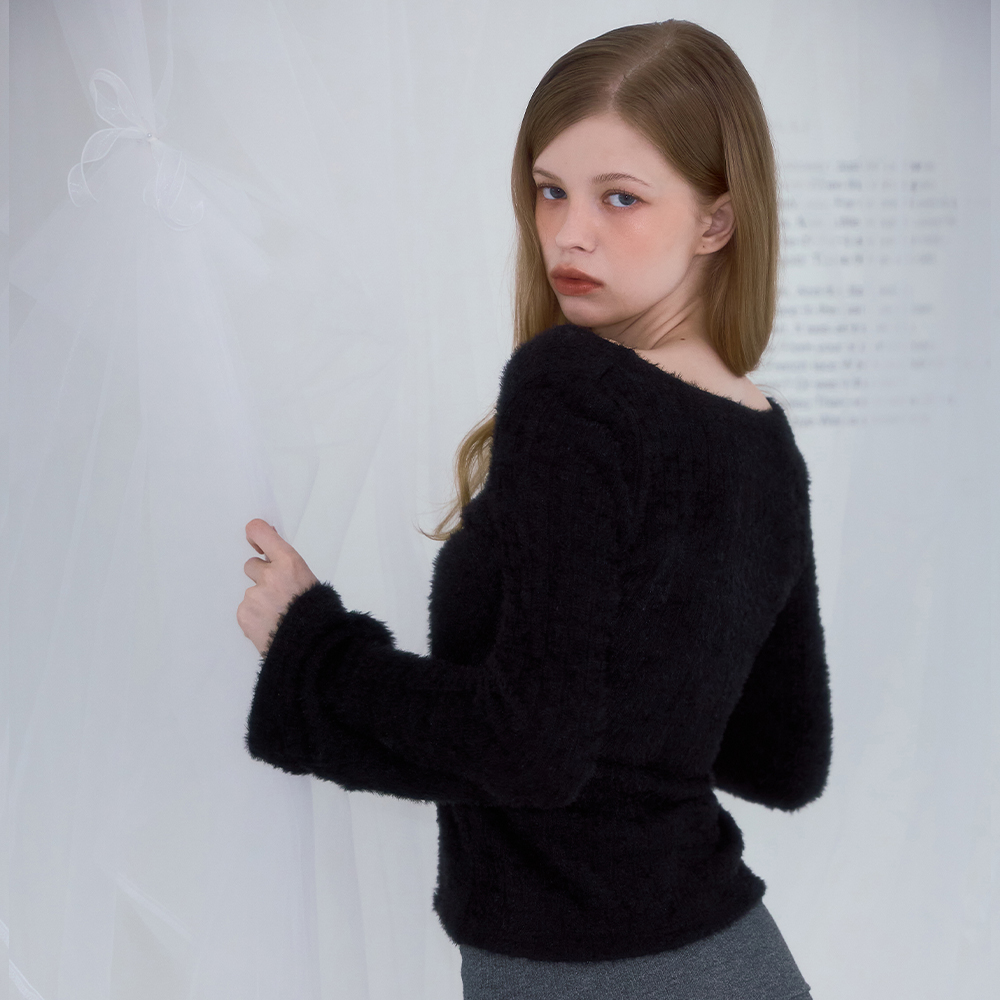 로제프란츠 헤어리 슬림 퍼 가디건 블랙(Rosefrantz Hairy Slim Fur Cardigan [Black]) - 6