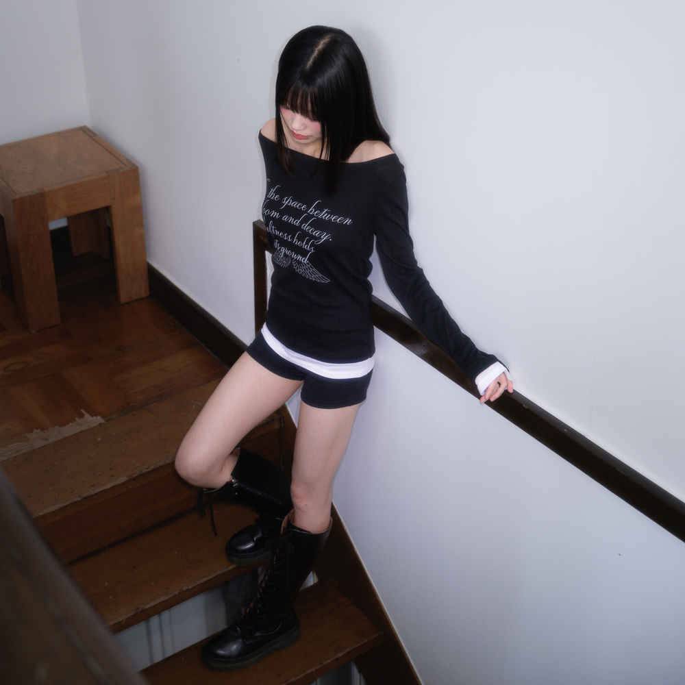 로제프란츠 레터링 엔젤 롱슬리브 블랙(Rosefrantz Lettering Angel Long Sleeve [Black]) - 2