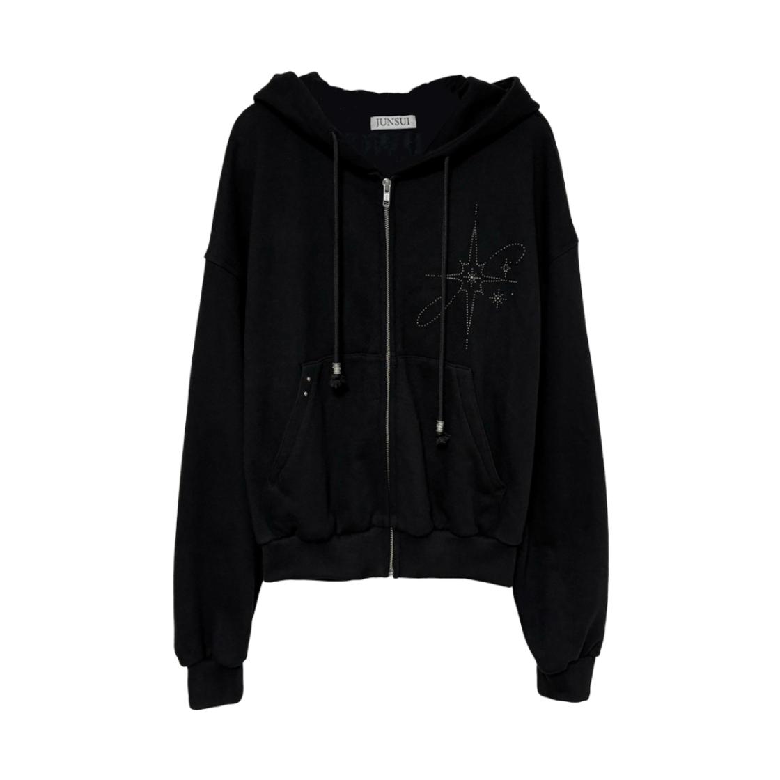 P00000BD JUNSUI ORIGIN ENT06 Hotfix Zip-up Hoodie Black