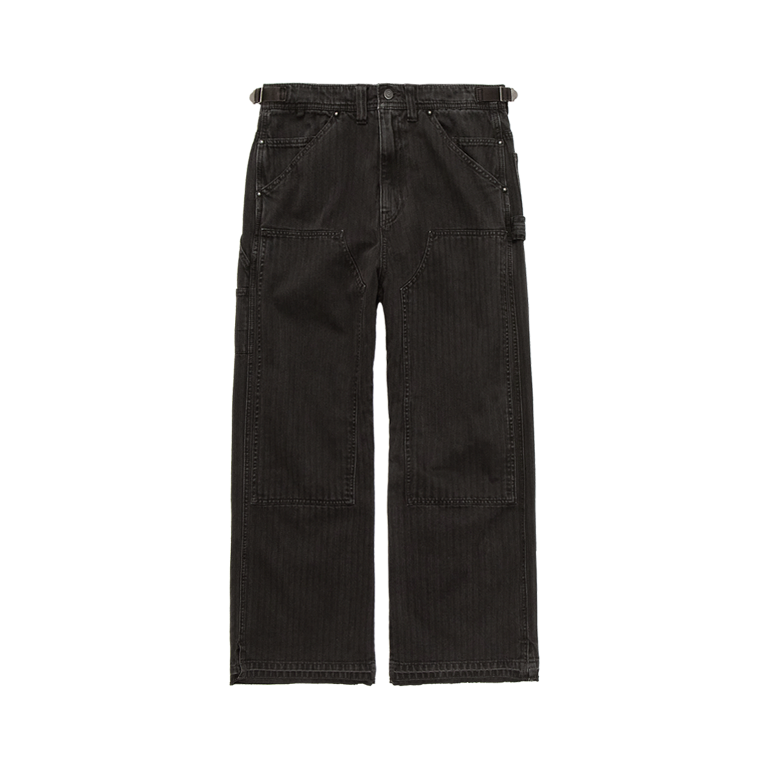 폴리테루 헤링본트윌 더블 니 팬츠 (로우 커프스) 워시드 다크 브라운(Polyteru HBT Double Knee Pants (Raw Cuffs) Washed Dark Brown)