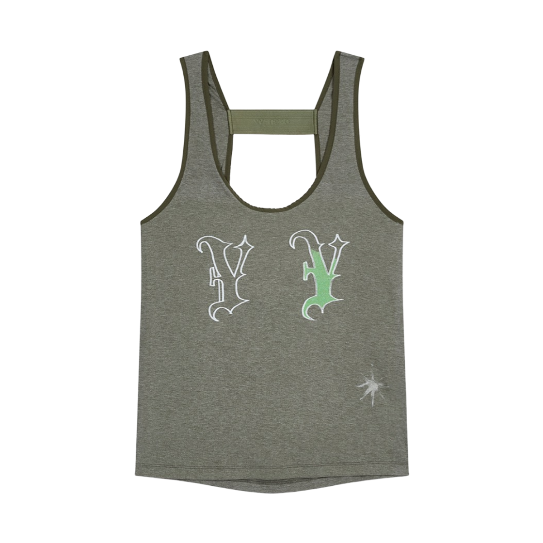 오픈 Yy 밴디드 슬리브리스 탑 카키(Open Yy Banded Sleeveless Top Khaki)