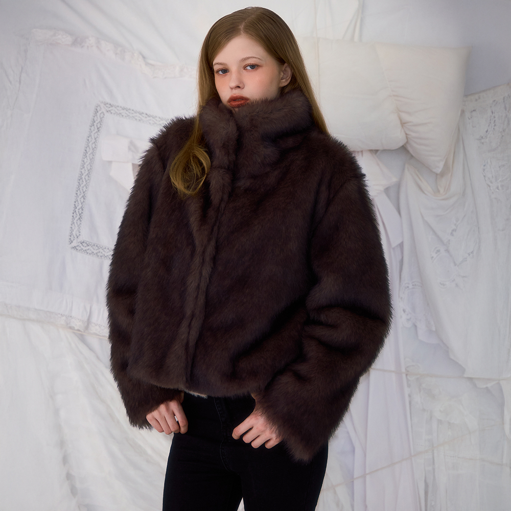 로제프란츠 크롭 믹스 퍼 자켓 브라운(Rosefrantz Crop Mix Fur Jacket [Brown]) - 6