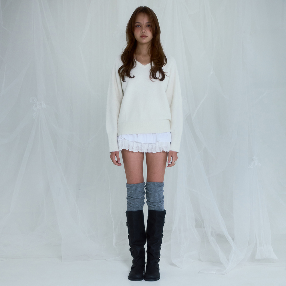 로제프란츠 퍼 브이넥 니트 아이보리(Rosefrantz Fur V-neck Knit [Ivory]) - 2