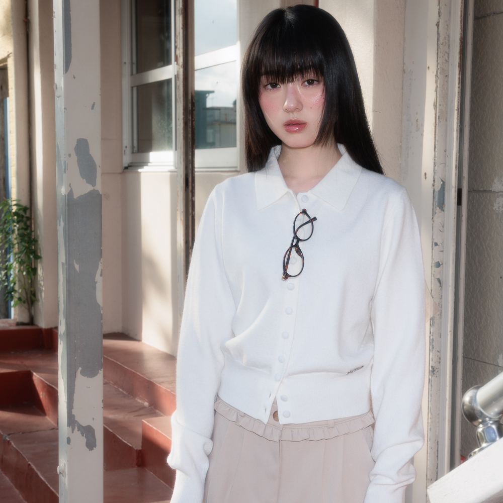 로제프란츠 패브릭 버튼 카라 가디건 아이보리(Rosefrantz Fabric Button Collar Cardigan [Ivory]) - 2